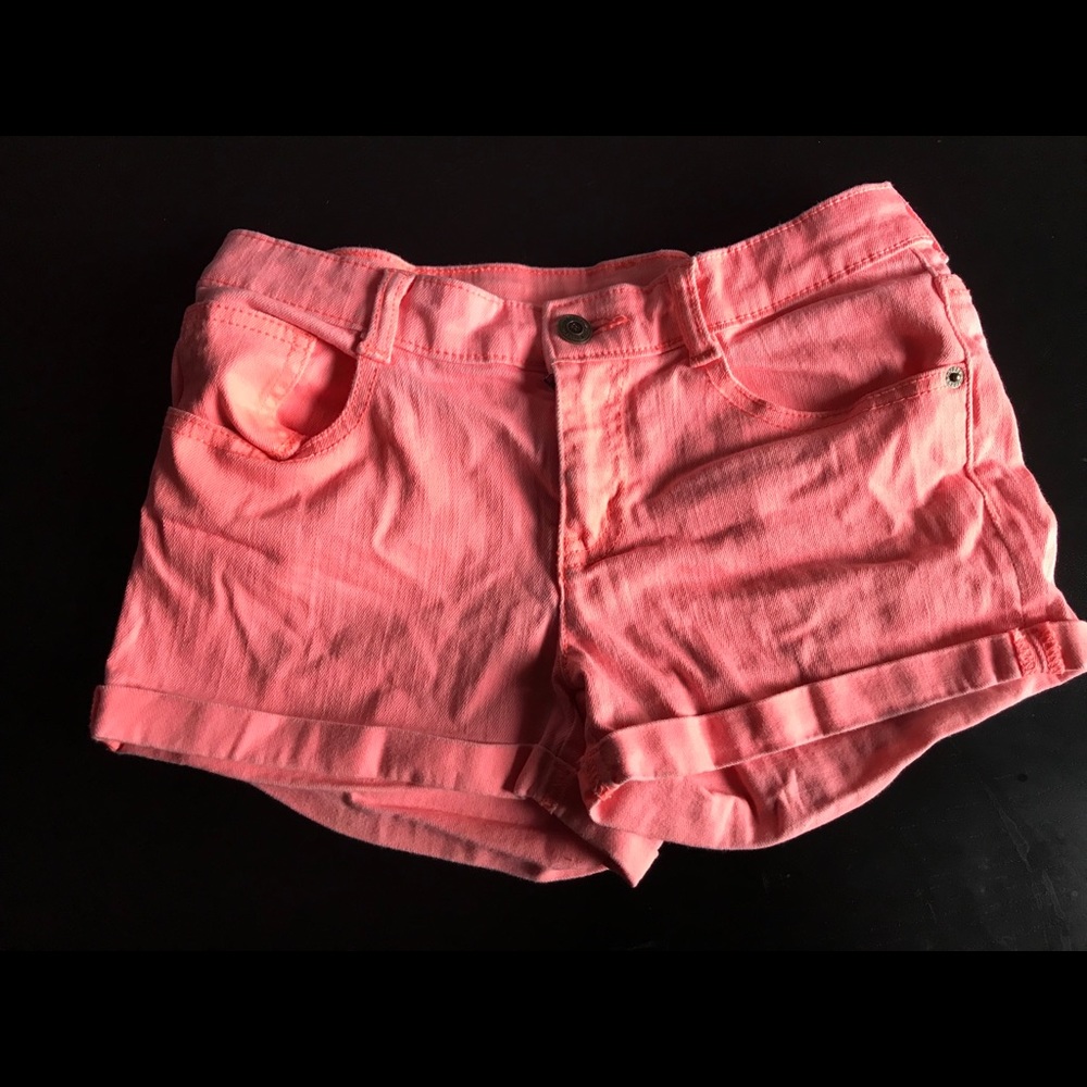 pink denim shorts